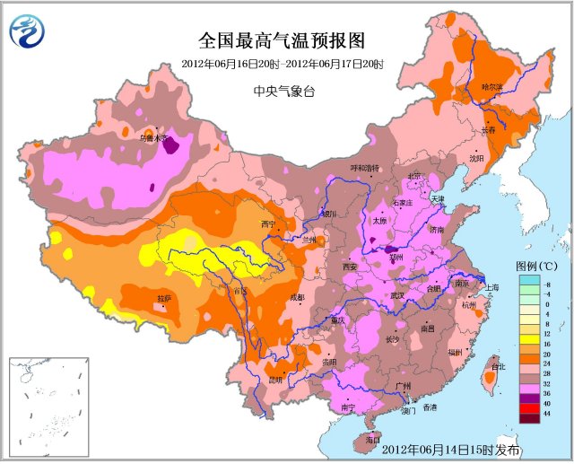 后天全國最高氣溫預報圖