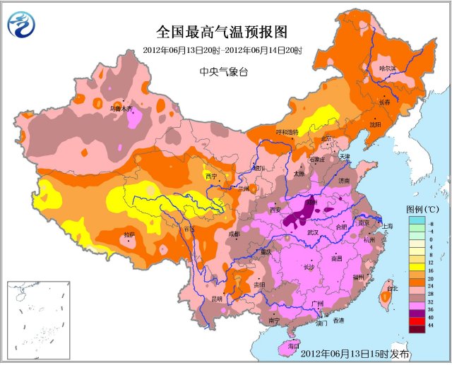 今日全國最高氣溫預(yù)報(bào)圖