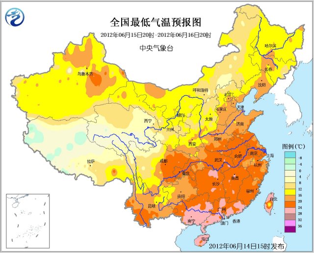 明天全國最低氣溫預報圖