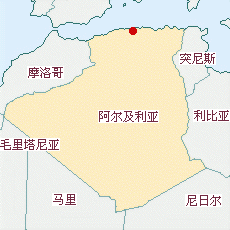 阿爾及利亞國土面積示意圖