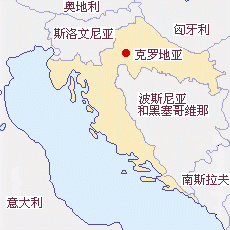 克羅地亞國土面積示意圖