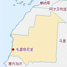 毛里塔尼亞國(guó)土面積示意圖