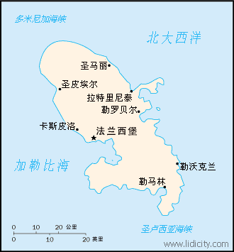 馬提尼克國土面積示意圖