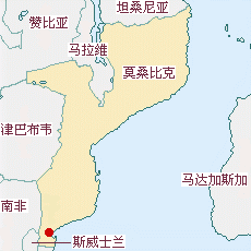莫桑比克國土面積示意圖
