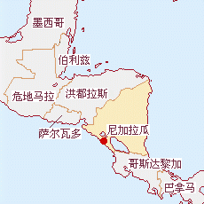 尼加拉瓜國土面積示意圖