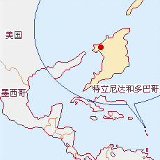 特立尼達和多巴哥國土面積示意圖