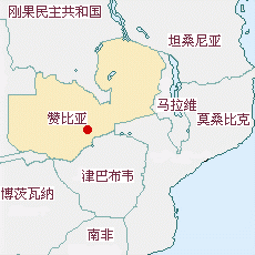 贊比亞國(guó)土面積示意圖